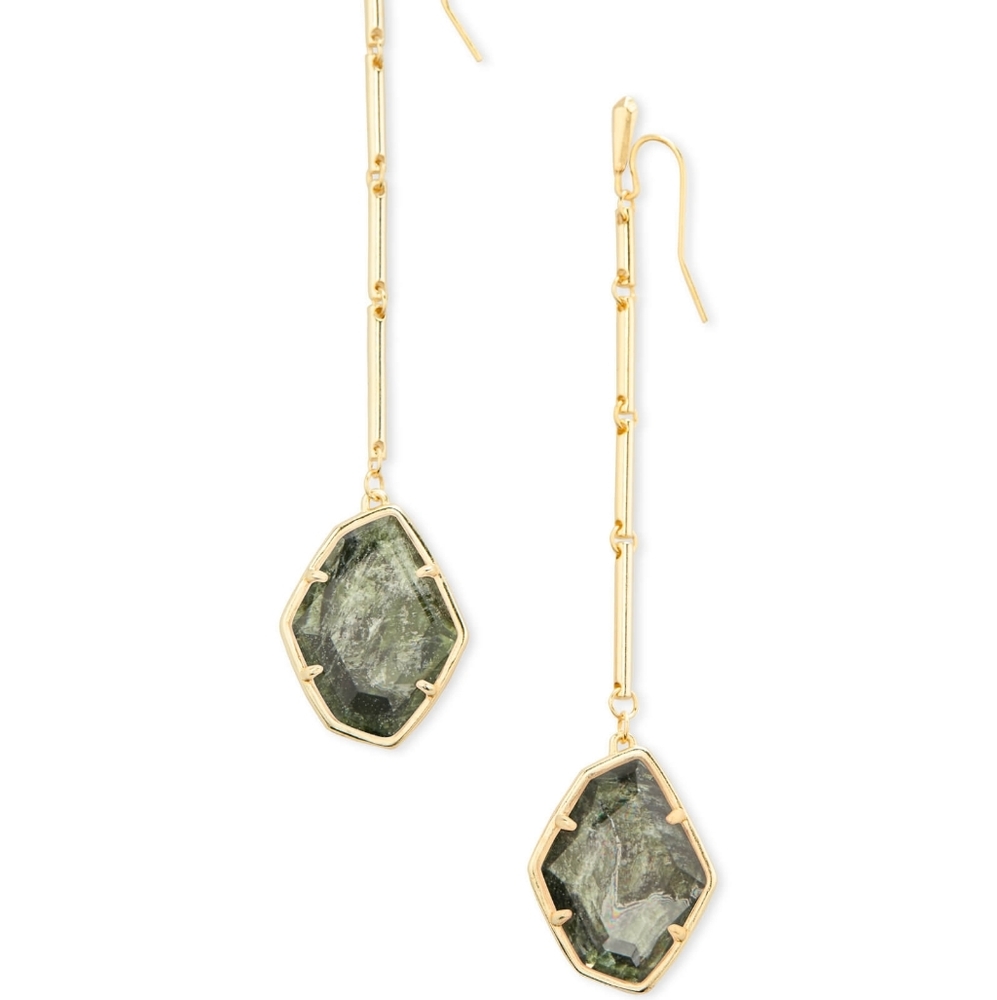 Kendra Scott Charmian Gold Drop Earrings in Sage Mica